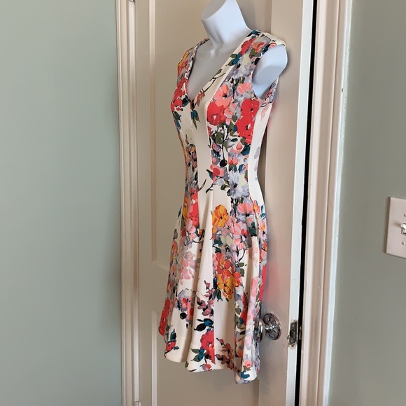 Fit and Flare Floral Scuba Dress - Picture 3 of 5